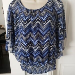 Multi colored wing sleeve Blouse